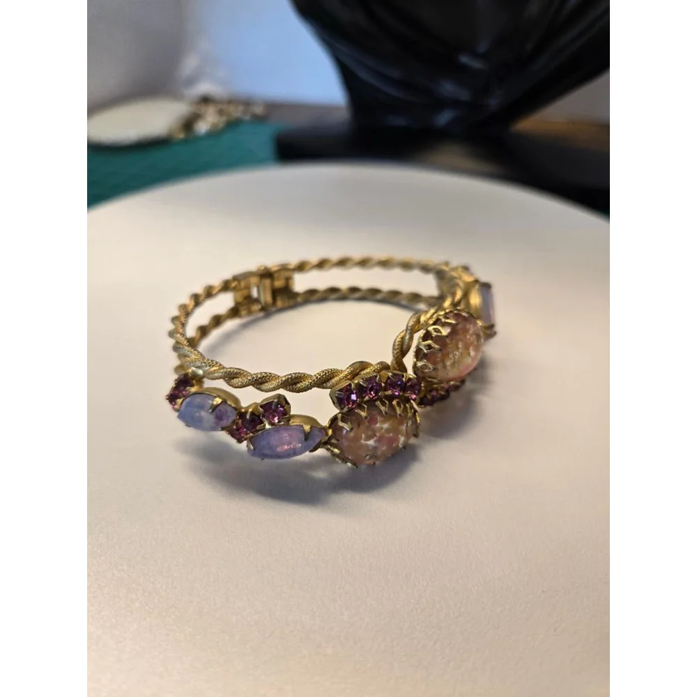 Vintage Women's Unbranded Bracelet, One Size, Gold, Pink and Purple